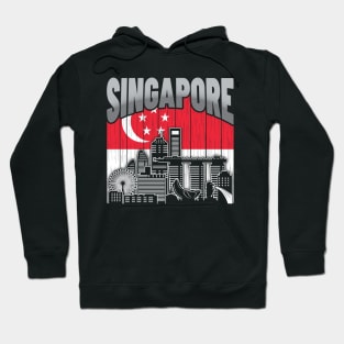 Singapore Skyline Vintage Singaporean Flag Hoodie